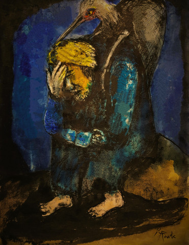 ‘도대체 어떻게 해야한단 말인가?’ 한지수채화(48.5x37cm), 2023년 작