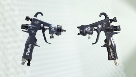 Graco's newest industrial air spray gun line includes Stellair™ (left) and Stellair ACE (right)