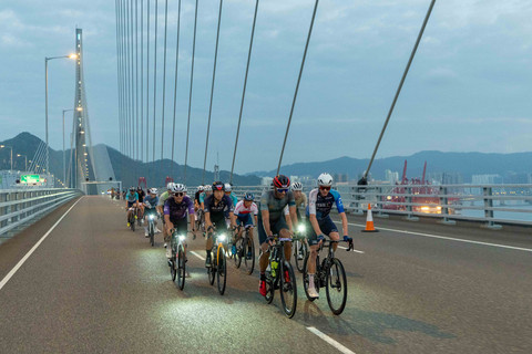 Four-time Tour de France champion Chris Froome (rightmost) participated in the 50km ride. (Photo: Ho