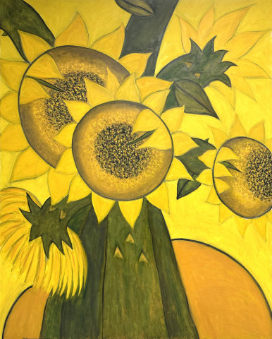 전시 대표작품 ‘Sunflowers in Yellow’, Oil on Linen, 160.2x130.3cm, 2024