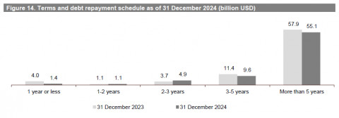 Figure 14. Terms and debt repayment schedule as of 31 December 2024 (billion USD) (Graphic: Business