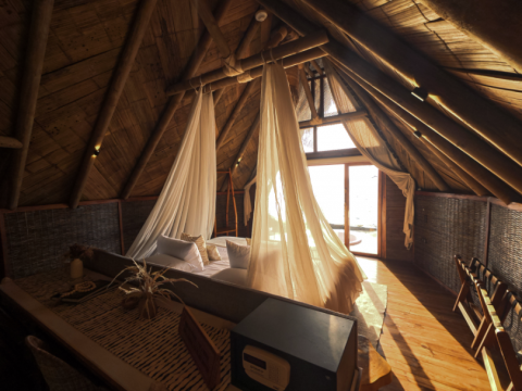 Inside the waterside bungalows at Corona Island