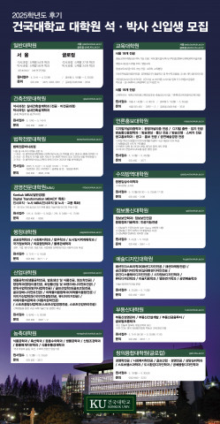 건국대학교 2025학년도 대학원 석·박사 신입생 모집 포스터