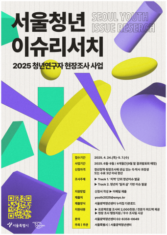 2025년 청년연구자 현장조사 사업 ‘서울청년이슈리서치’ 포스터