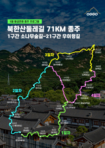 오지고트립 ‘북한산 둘레길 71K 종주’ 프로그램 둘레길 지도