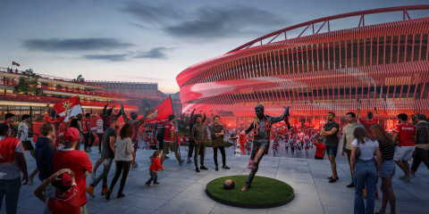 Benfica - Statue of Eusébio relocated to the front of the new fan plaza, as part of the new masterpl