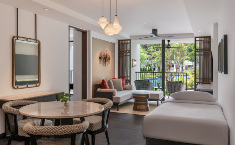 Spacious two-bedroom apartments are designed to comfortably accommodate up to five guests.