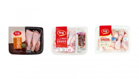 하림 닭볶음탕용 제품 3종(왼쪽부터 토종닭 닭볶음탕용, 매콤마늘소스가 들어있는 닭볶음탕용, 소금염지로 간이 쏙 닭볶음탕용)