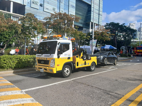 ‘2025 재난대응 안전한국훈련’ 견인차량 합동훈련 현장(사진=금천구시설관리공단)