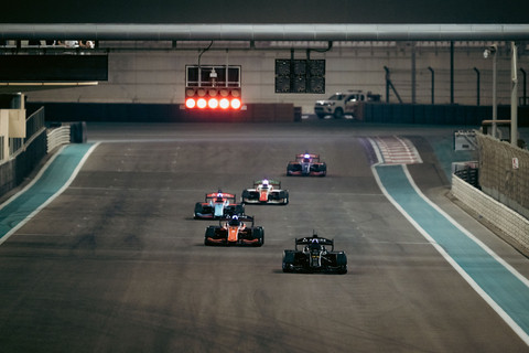 EAV-25 autonomous racecars during multicar testing at Yas Marina Circuit ahead of A2RL Season 2 in A
