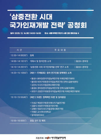 ‘삼중전환 시대 국가인재개발 전략’ 공청회 포스터