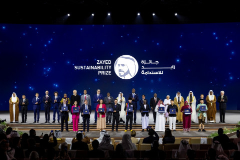 The 2026 winners of the Zayed Sustainability Prize were recognised by the President of the UAE in Abu Dhabi on 13 January 2026 (Photo: AETOSWire)