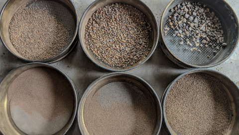 Sieve testing to determine a soil’s particle-size distribution for soil classification.