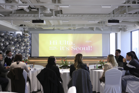 구다이글로벌 신사옥 5층 라운지에 마련된 얼타(ULTA) 전략 미팅 공간. 얼타 주요 바이어를 위한 고도의 개인화된 환대와 심층적인 비즈니스 논의가 이뤄졌다