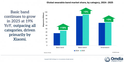 Global wearable band market share, by category, 2024-2025