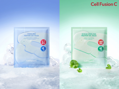 햇빛연구소 셀퓨전씨가 출시한 쿨링 겔 마스크 2종 제품. 왼쪽부터 셀퓨전씨 포스트 알파 쿨링 펩타이드, 셀퓨전씨 포스트 알파 시카 쿨링 프로틴 겔 마스크(사진 출처: 셀퓨전씨)