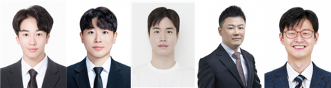 왼쪽부터 서울대학교 이윤혁 박사, 문승원 박사과정생, 이민규 박사, 서울대학교 기계공학부 김호영 교수, 서울대학교 재료공학부 선정윤 교수