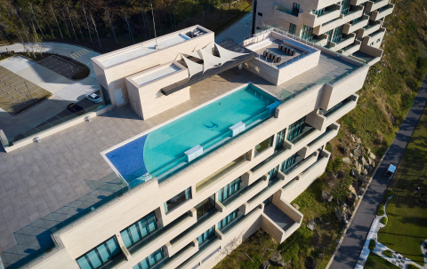 세종시 레이캐슬CC 리조트 옥상 수영장 주변 페데스탈 시공 현장