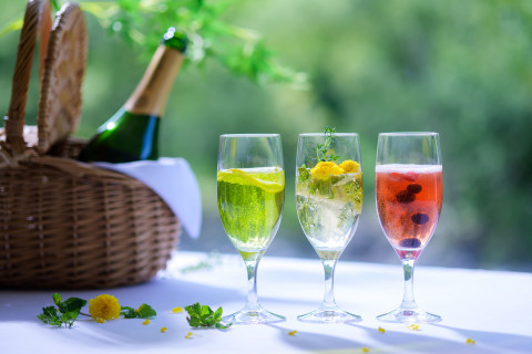 새싹이 만들어내는 미묘한 색의 변화를 표현한 3종의 샴페인 칵테일