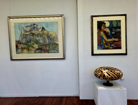 호남거장 4인전 갤러리예술섬 전시, 임직순 화백(오른쪽), 배동신 화백(왼쪽) 작품