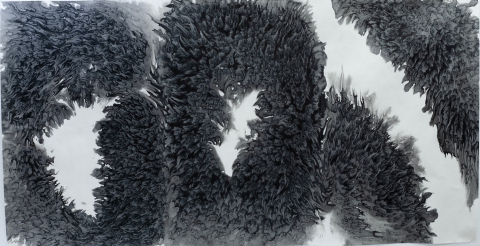 소금의 기도 연작 시리즈 물, 먹, 소금, 한지 2025(이미지 제공: 박다인 작가)