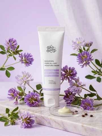화이트선데이의 첫 페이셜 스킨케어 제품 ‘바쿠치올 PDRN 올데이 모이스처 크림’. 식물 유래 저자극 성분 바쿠치올과 피부과 시술에도 활용되는 PDRN(소듐DNA), EGF를 균형