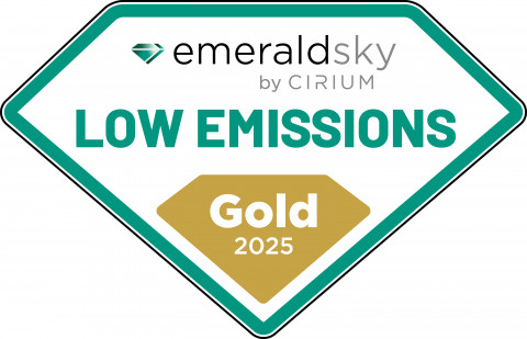 EmeraldSky Gold 2025: Awarded to the world’s top five most emissions-efficient airlines, based on CO