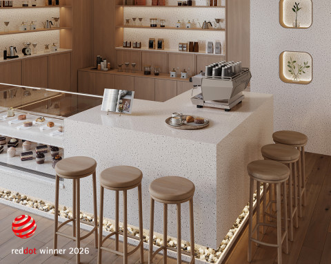 LX하우시스의 아크릴계 인조대리석 ‘하이막스 테라조(HIMACS Terrazzo)’ 제품이 적용된 공간