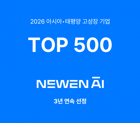 AI 트렌드 분석 서비스 기업 뉴엔AI가 ‘아시아·태평양 지역 고성장 기업 500’에 3년 연속 선정됐다