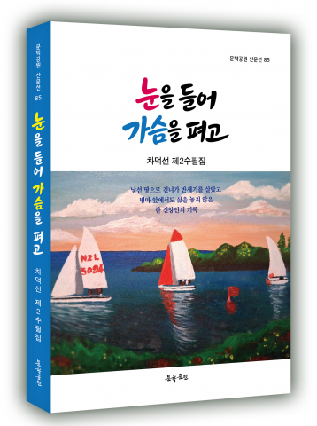 차덕선 수필집 ‘눈을 들어 가슴을 펴고’ 표지, 도서출판 문학공원, 288페이지, 정가 1만6000원