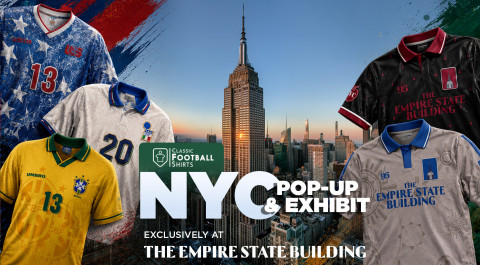Empire State Building Observation Deck Celebrates Soccer with World’s Most Iconic Soccer Jersey Exhi