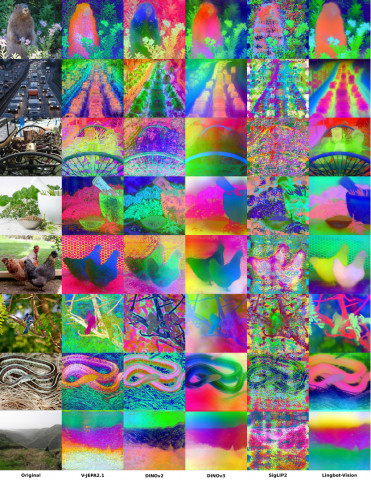 Comparison of object boundary and spatial structure recognition across major models. LingBot-Vision 