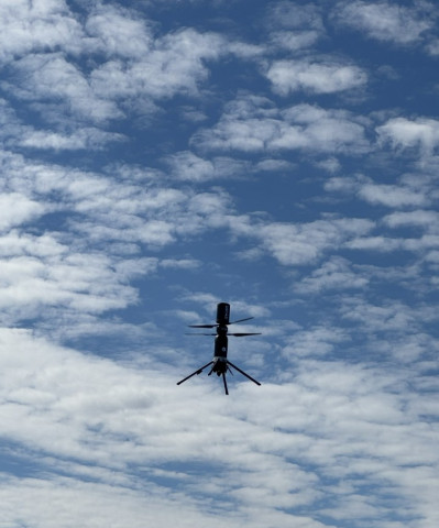 Dryad Silvaguard Observation Drone flying. The drone can autonomously fly to a wildfire detected by 