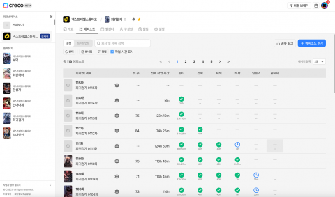 ‘크레코’ 실제 서비스 화면(에피소드 리스트)