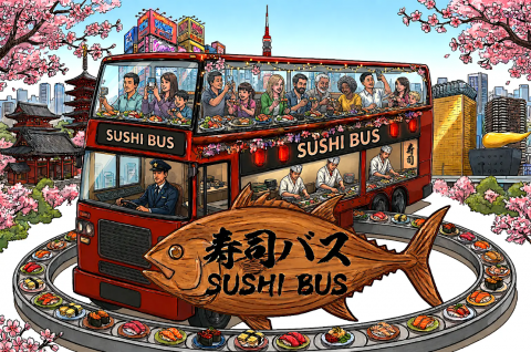세계 최초로 2층 버스에서 회전초밥을 즐기는 ‘SUSHI BUS’