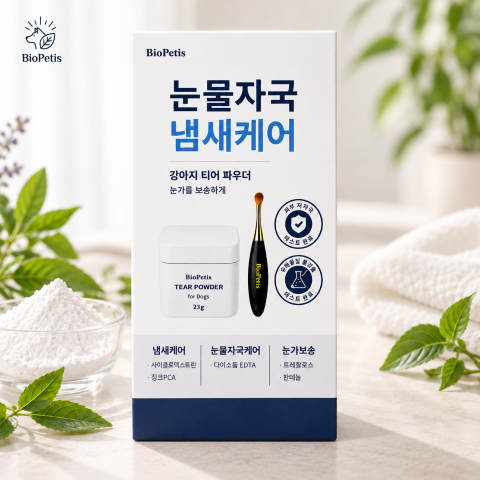 바이오페티스가 반려견 눈가 위생 관리용 ‘눈물 파우더’를 출시했다