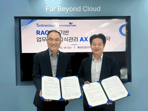 투라인클라우드와 날리지큐브가 AX 공동사업 추진을 위한 업무협약을 체결했다