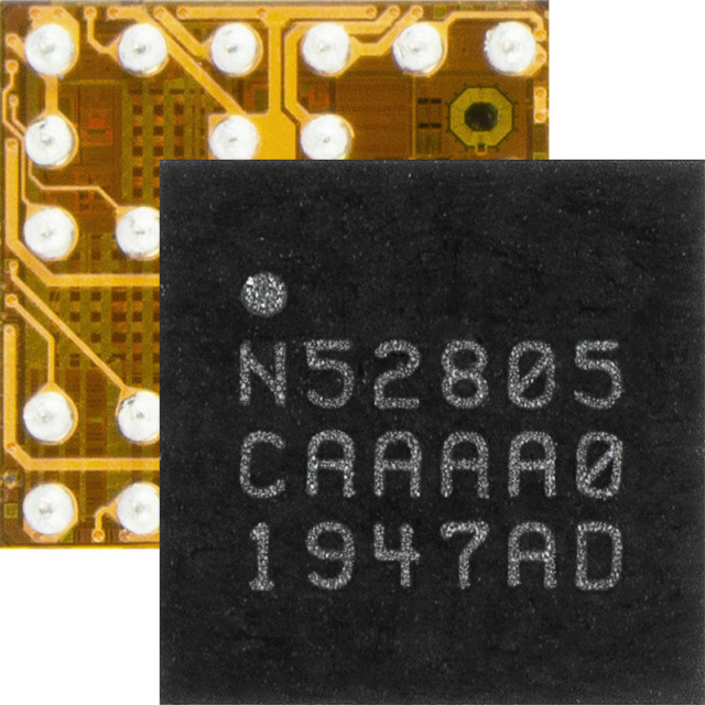 nRF52805 WLCSP는 크기가 2.48x2.46mm에 불과해 2-레이어 PCB에 최적화되어 있으며 소형의 저비용 설계가 가능하다