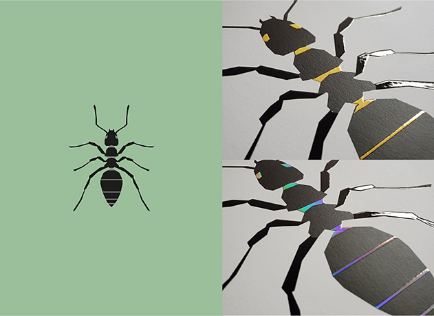 곤충, 그래픽아트를 만나다 展 대표 작품 개미, 금박, 홀로그램박, 420mm*594mm