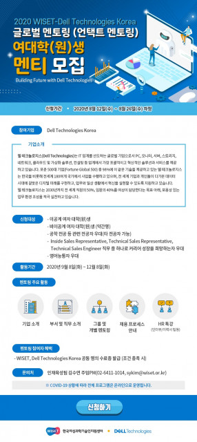 △ WISET-Dell Technologies 글로벌 멘토링 멘티 모집 포스터