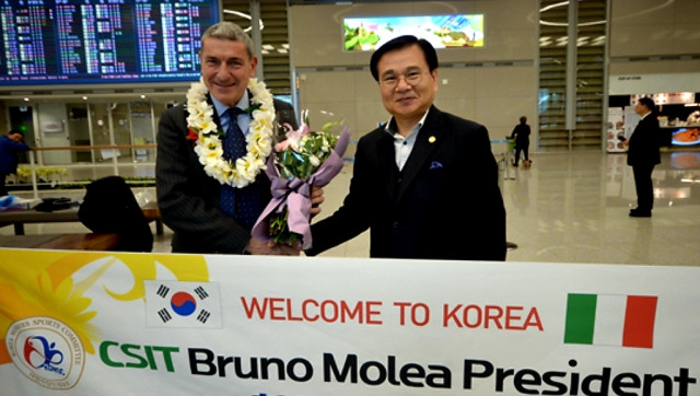 국제직장인체육연맹(CSIT) 브루노 회장 등 현장 실사단의 한국 방문 당시 모습