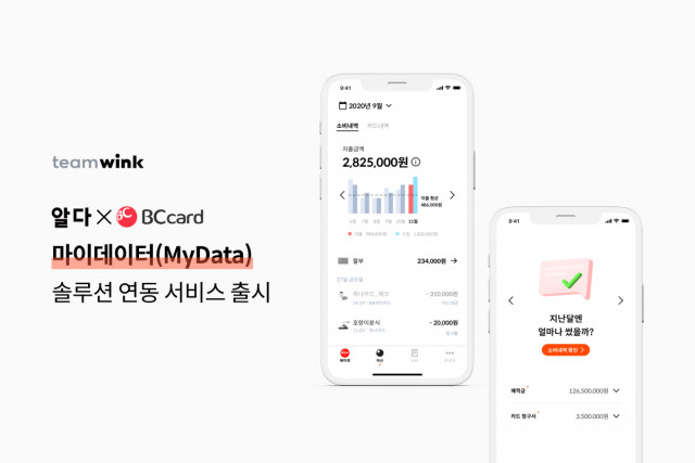비씨카드 ‘페이북’ 앱과 연동되는 알다의 개인 자산관리 솔루션 서비스 화면
