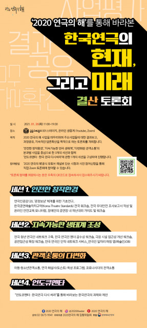 ‘2020 연극의 해’를 통해 바라본 한국연극의 현재, 그리고 미래 - 결산 토론회 웹 전단