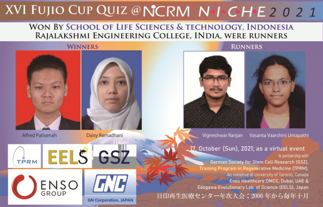 School of Life Sciences and Technology, Indonesia Wins XVI Fujio Cup Quiz in NCRM NICHE 2021; Rajala...
