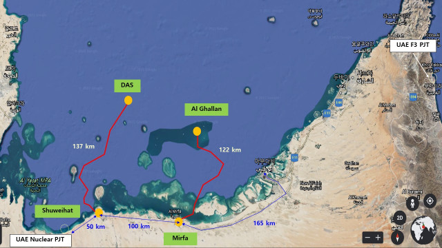 UAE HVDC 해저송전망 위치도