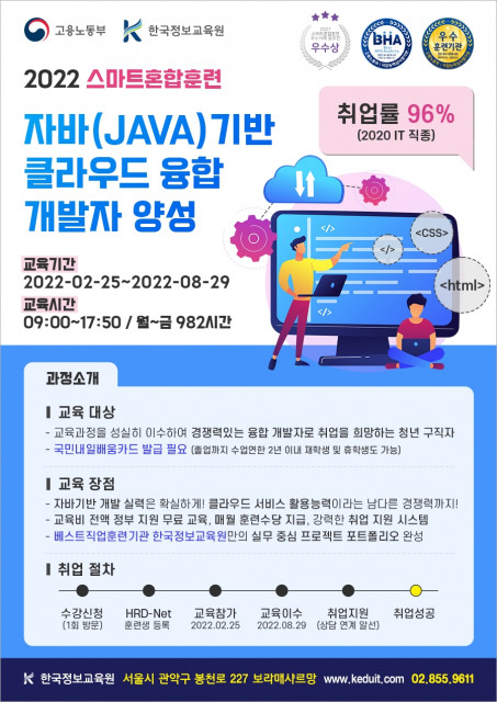 한국정보교육원이 자바 기반 클라우드 융합 개발자 양성 과정을 개설했다