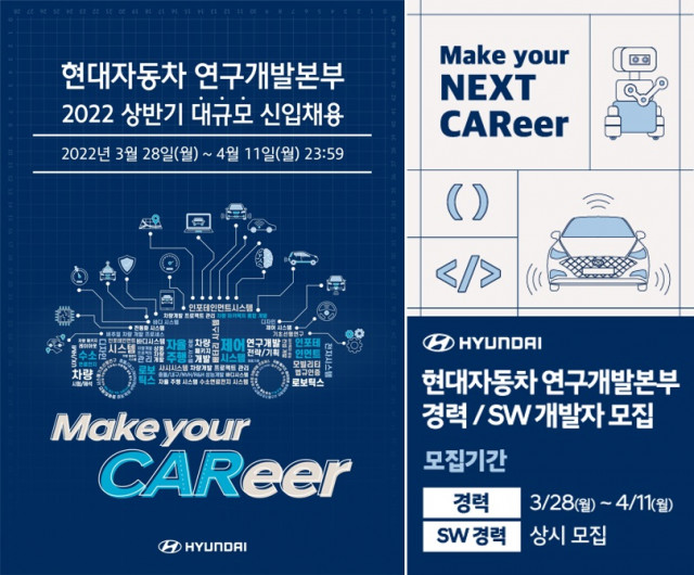 현대자동차 연구개발본부 2022년 상반기 채용 포스터