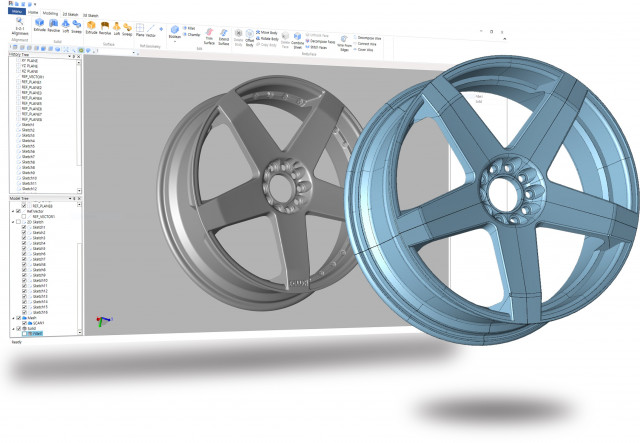 PointShape Design 소프트웨어로 역설계한 자동차 휠 모델