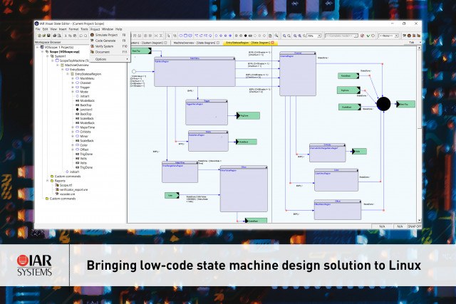 IAR 시스템즈가 리눅스와 윈도우에서 실행 가능한 로우-코드 상태머신 설계 솔루션을 제공한다