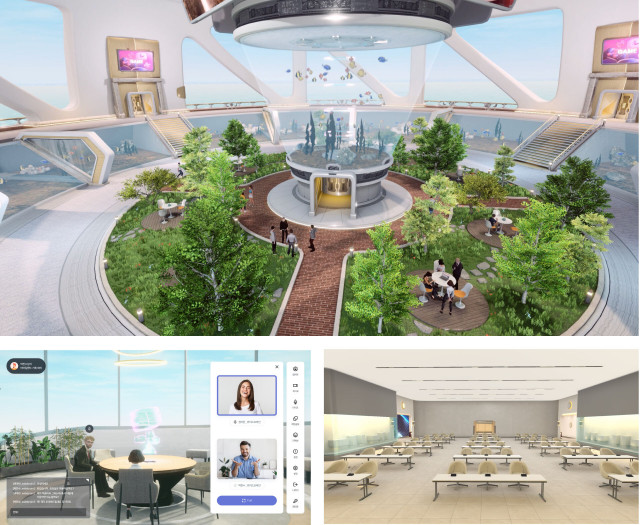 와이드브레인이 출시할 예정인 메타버스 플랫폼 ‘메타지움’ 공간(로비, 회의실, 콘퍼런스실)